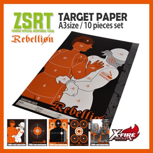  Rebellionターゲットペーパー A3サイズ 10枚セット / ZSRT 2nd line（同梱不可）の画像