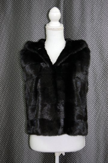 ブラックミンク　フーディーベストの画像