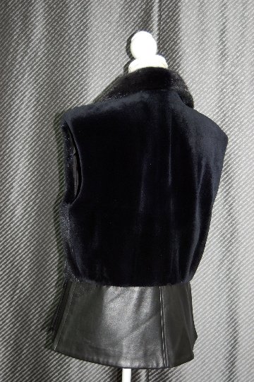 ミンク＆ラムレザー　切り替えベストの画像