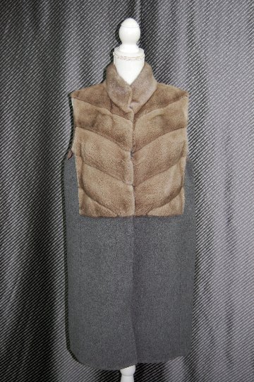 ミンク＆ウール　ダブルフェイスロングベストの画像