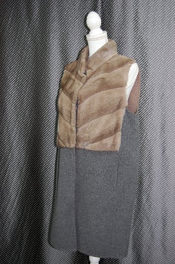 ミンク＆ウール　ダブルフェイスロングベストの画像