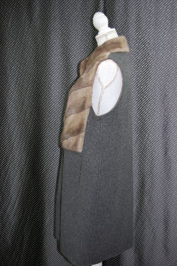 ミンク＆ウール　ダブルフェイスロングベストの画像
