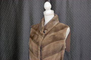 ミンク＆ウール　ダブルフェイスロングベストの画像