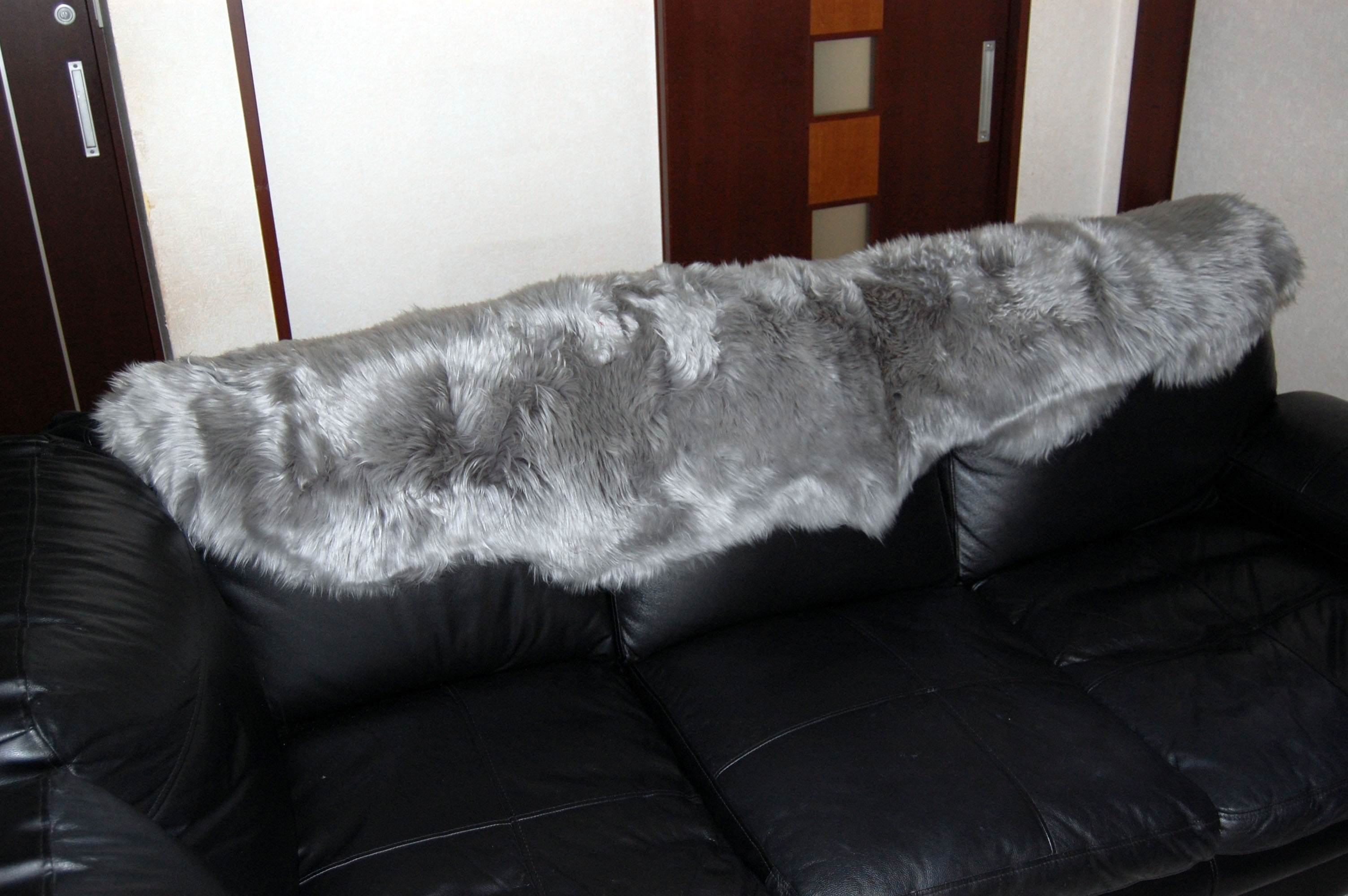 長毛ムートン　2枚物ラグ（185cm）の画像