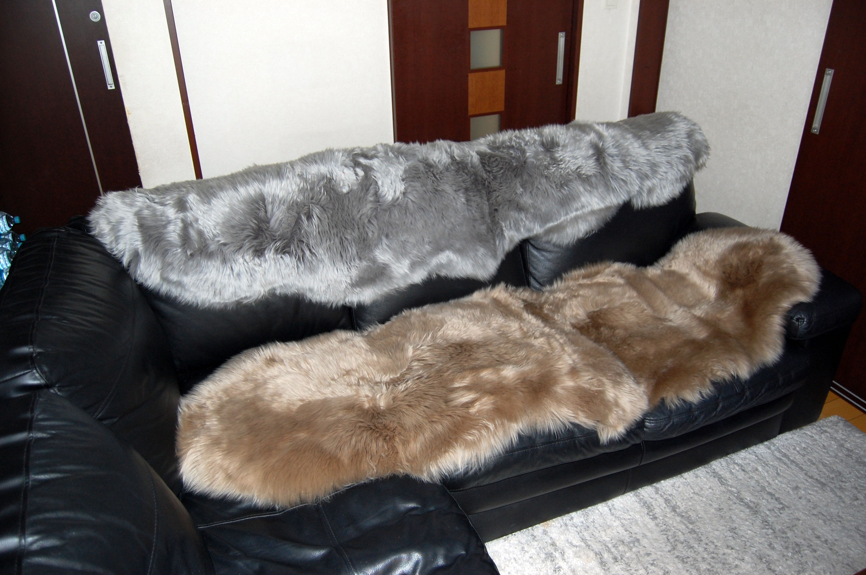 長毛ムートン　2枚物ラグ（185cm）の画像