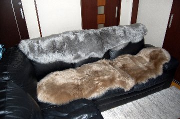 長毛ムートン　2枚物ラグ（185cm）の画像