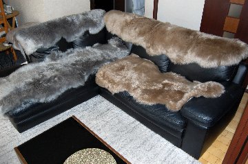 長毛ムートン　2枚物ラグ（185cm）の画像