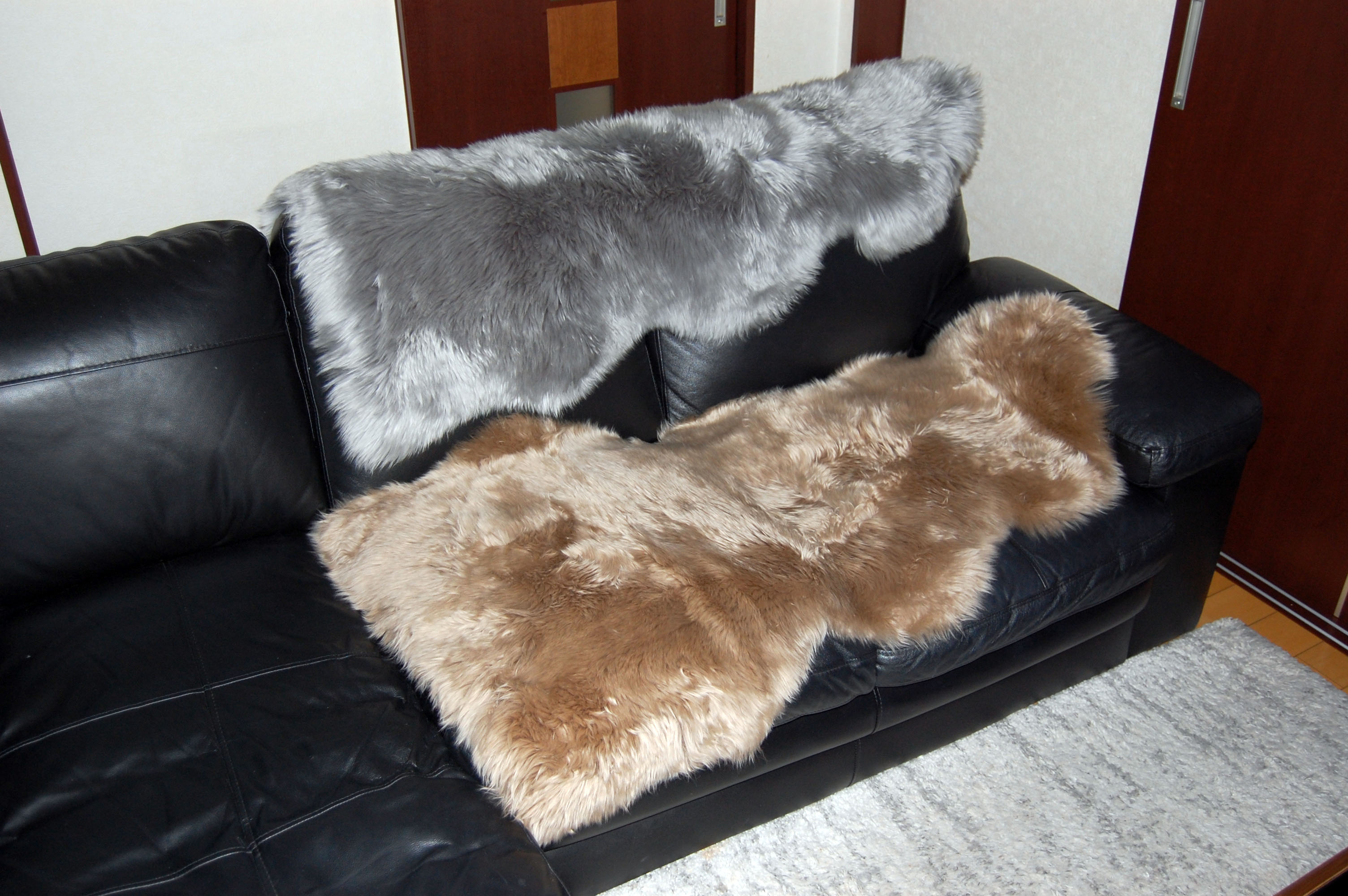 長毛ムートン　1.5枚物ラグ（125cm）の画像