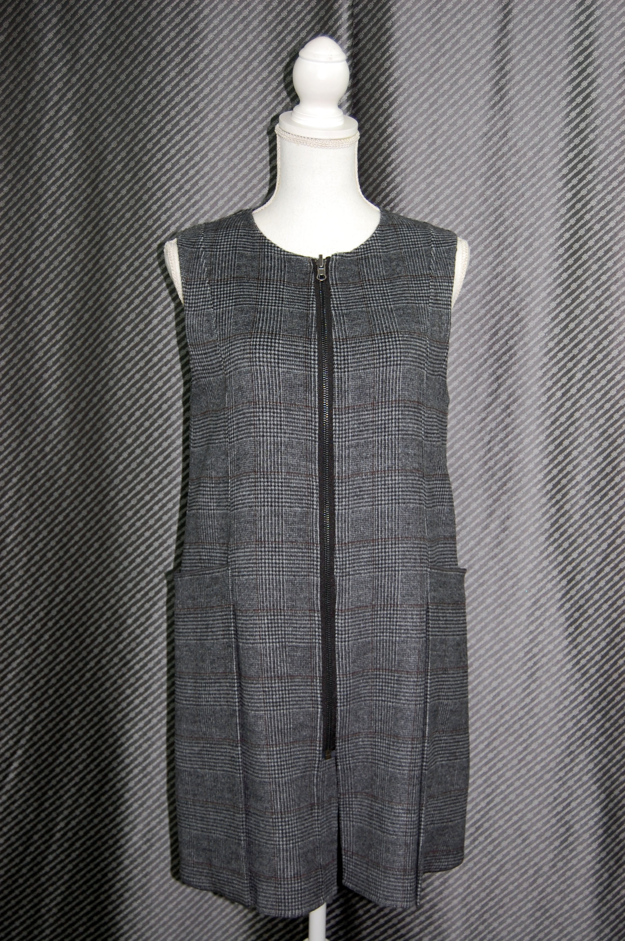 カシミヤ混ウール　ダブルフェイスロングベストの画像