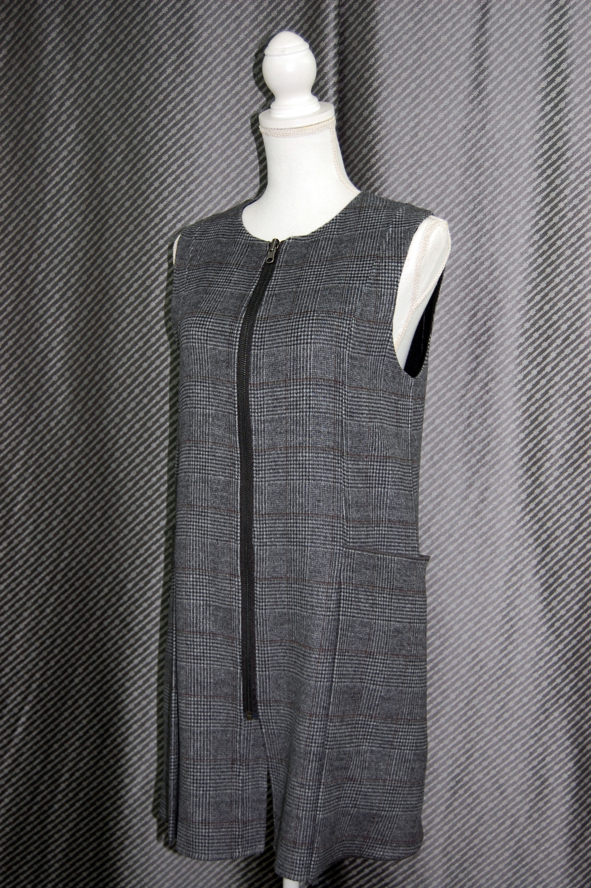 カシミヤ混ウール　ダブルフェイスロングベストの画像