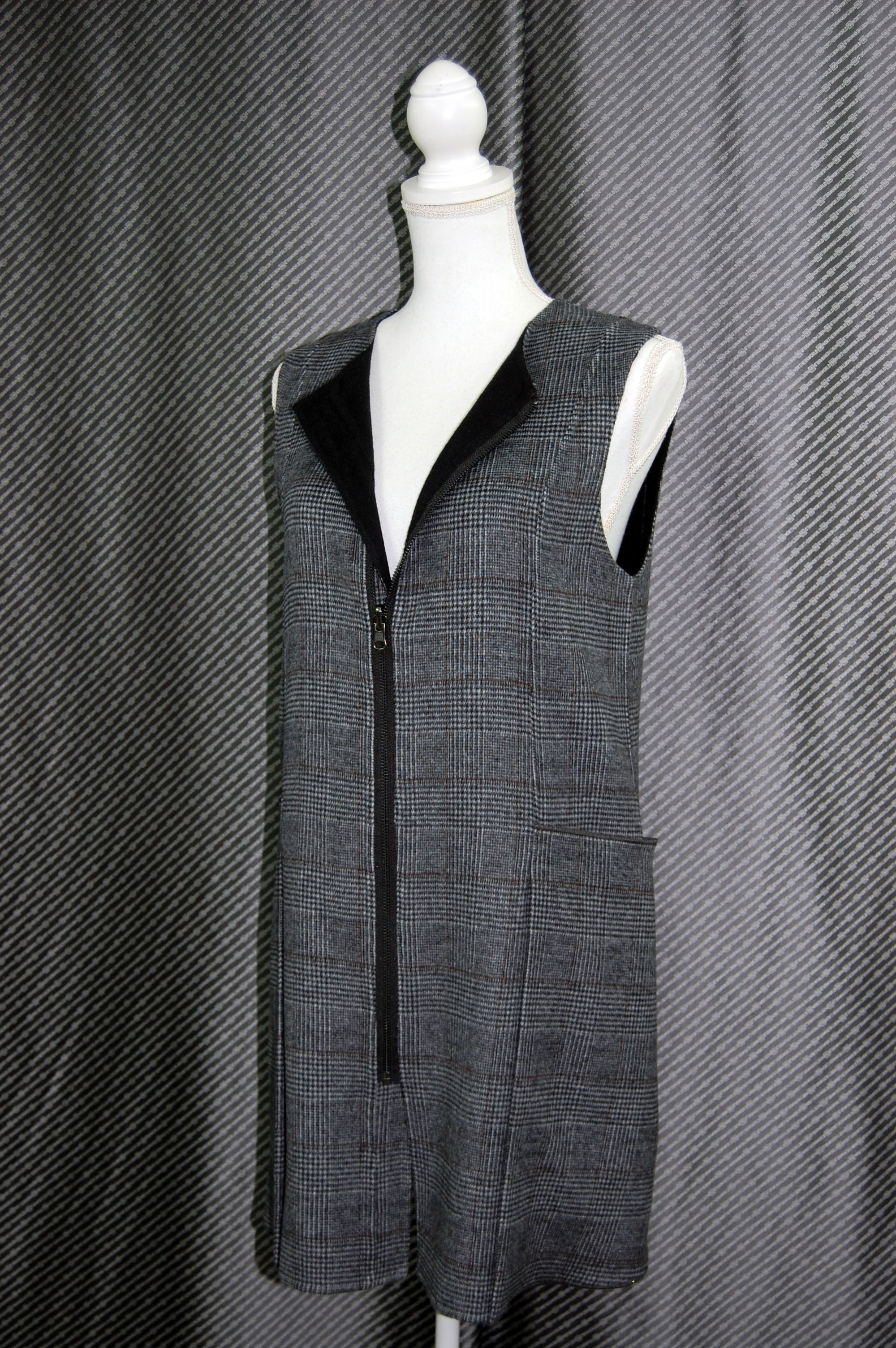 カシミヤ混ウール　ダブルフェイスロングベストの画像