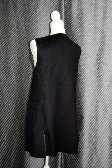 カシミヤ混ウール　ダブルフェイスロングベストの画像