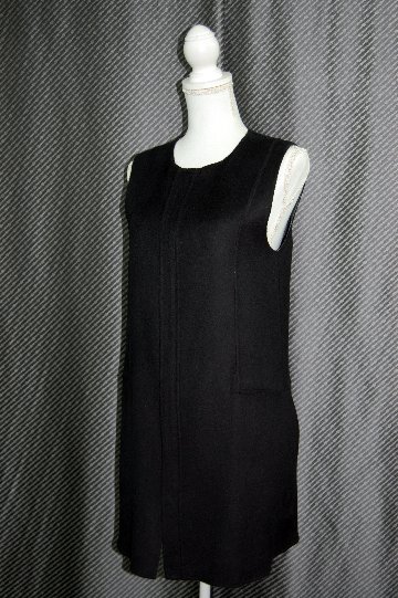 カシミヤ混ウール　ダブルフェイスロングベストの画像