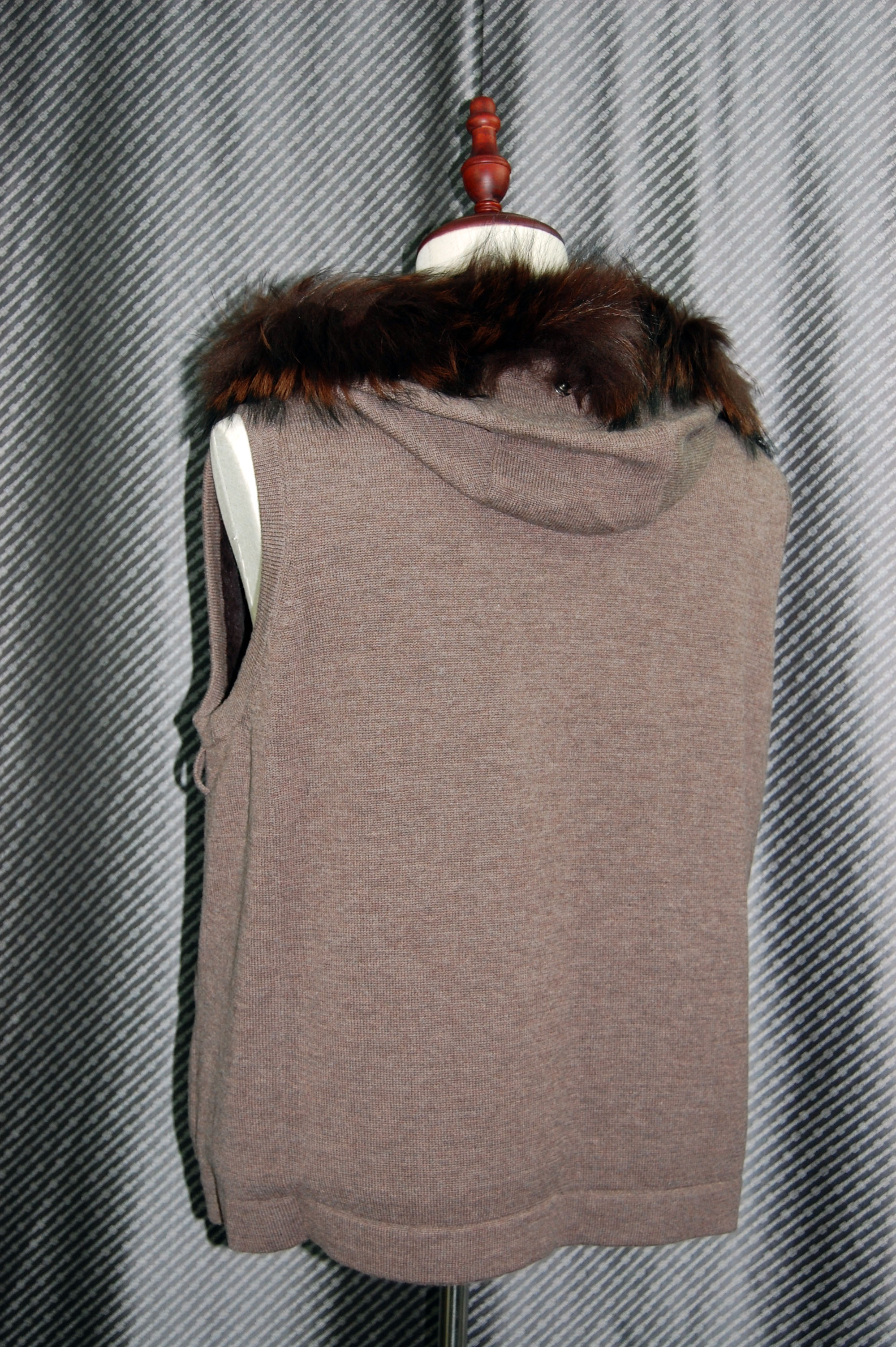 Men'sシェアードラビット＆カシミヤ混ウールニットライナー付　シルクコート　チャイナラクーントリムの画像