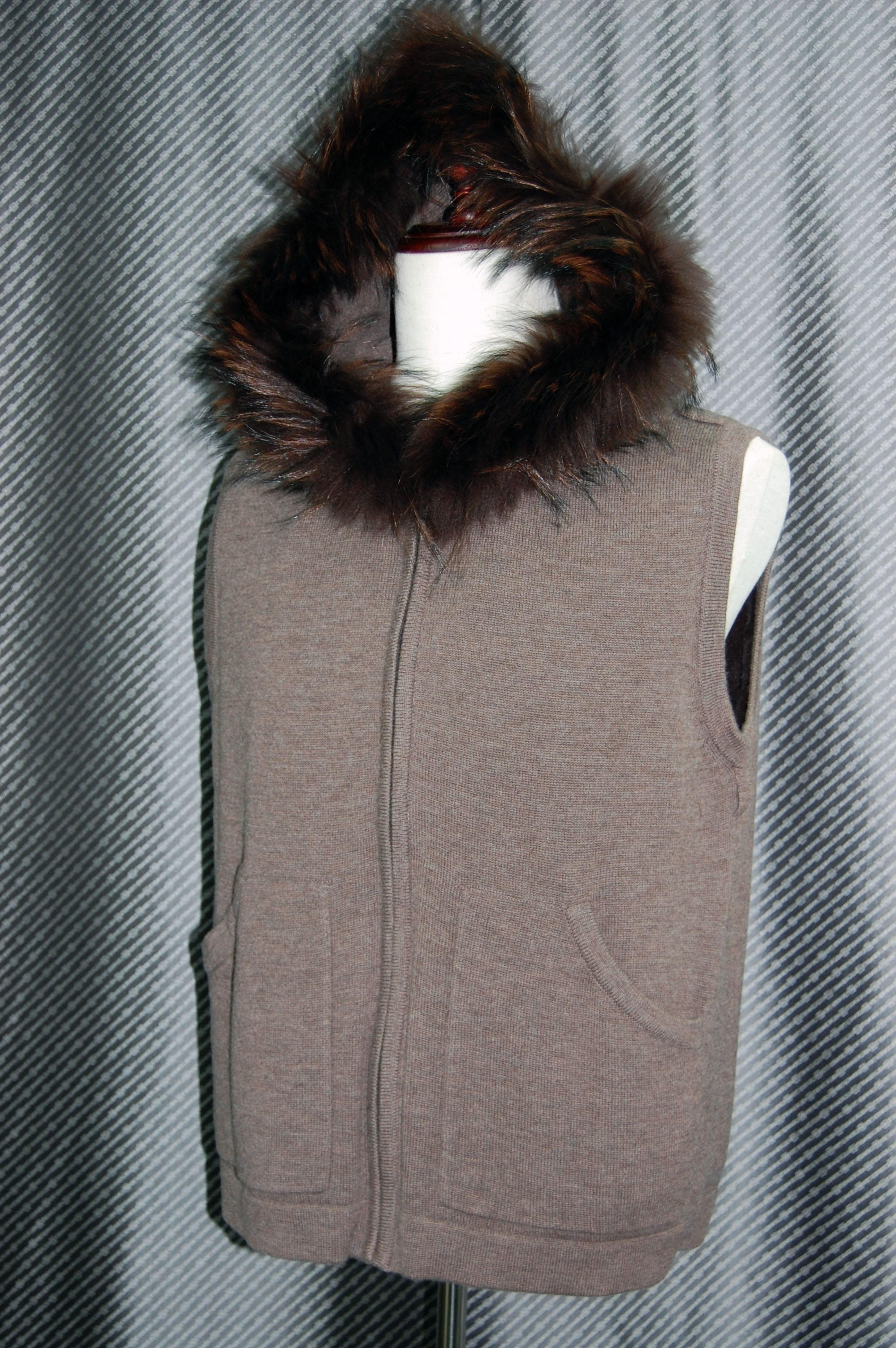 Men'sシェアードラビット＆カシミヤ混ウールニットライナー付　シルクコート　チャイナラクーントリムの画像