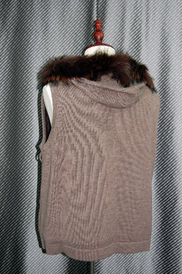 Men'sシェアードラビット＆カシミヤ混ウールニットライナー付　シルクコート　チャイナラクーントリムの画像