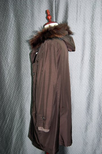 Men'sシェアードラビット＆カシミヤ混ウールニットライナー付　シルクコート　チャイナラクーントリムの画像