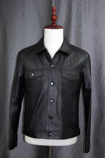 Men'sラムレザー　トラッカージャケットの画像