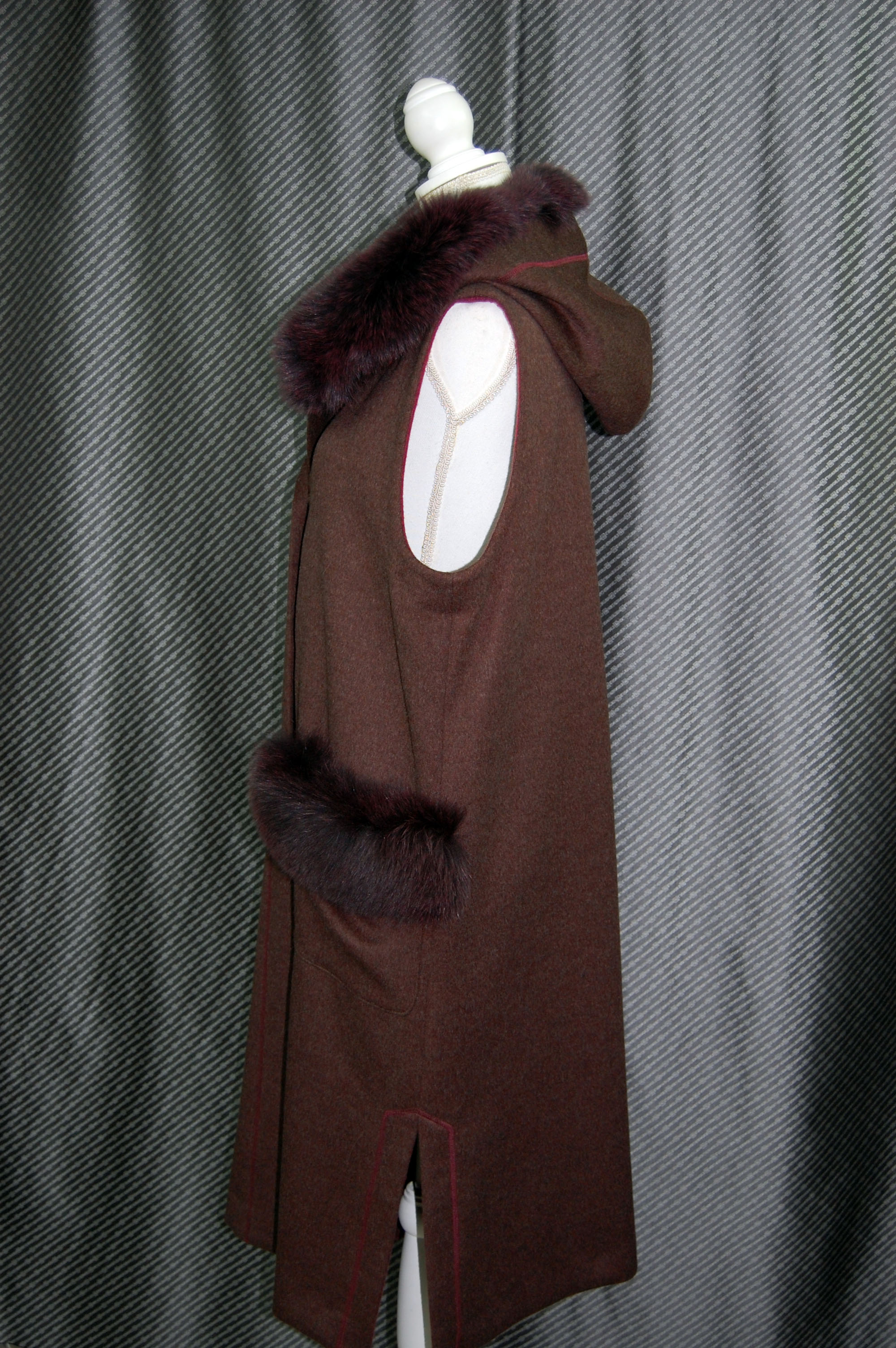 JEAN-LOUIS SCHERRER　カシミヤ混ウール　ロングジレ　Foxトリムの画像