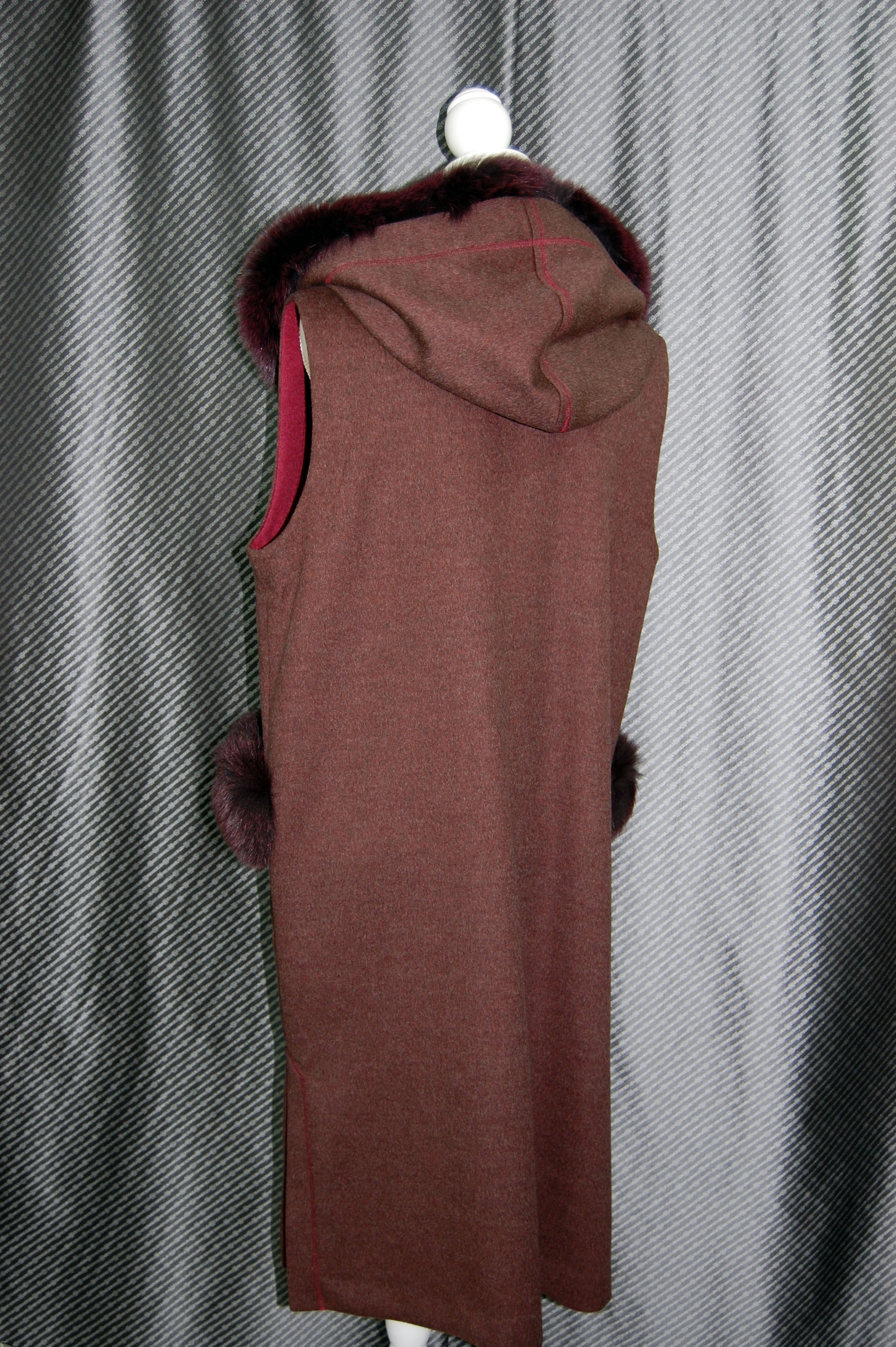 JEAN-LOUIS SCHERRER　カシミヤ混ウール　ロングジレ　Foxトリムの画像