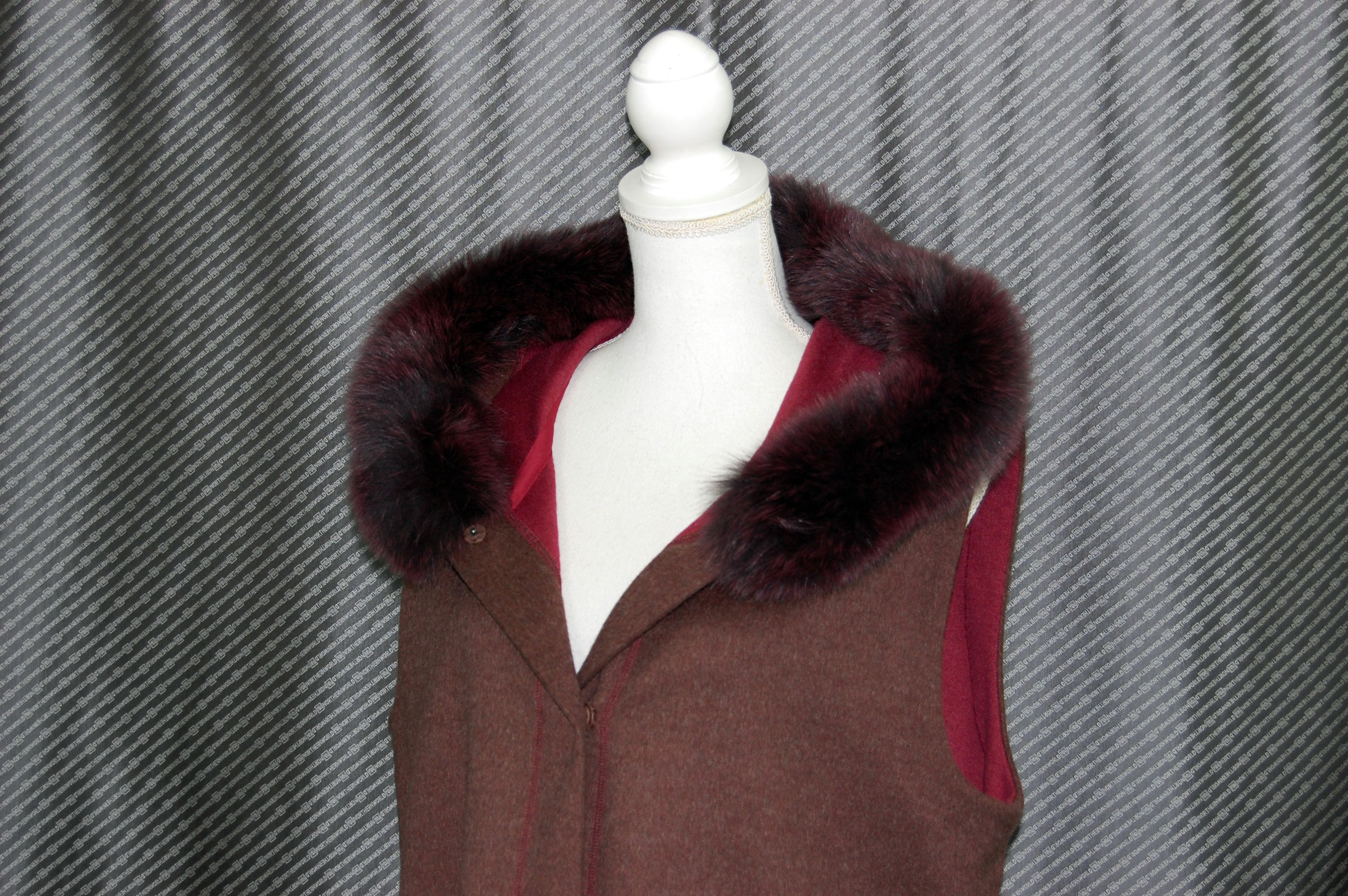 JEAN-LOUIS SCHERRER　カシミヤ混ウール　ロングジレ　Foxトリムの画像