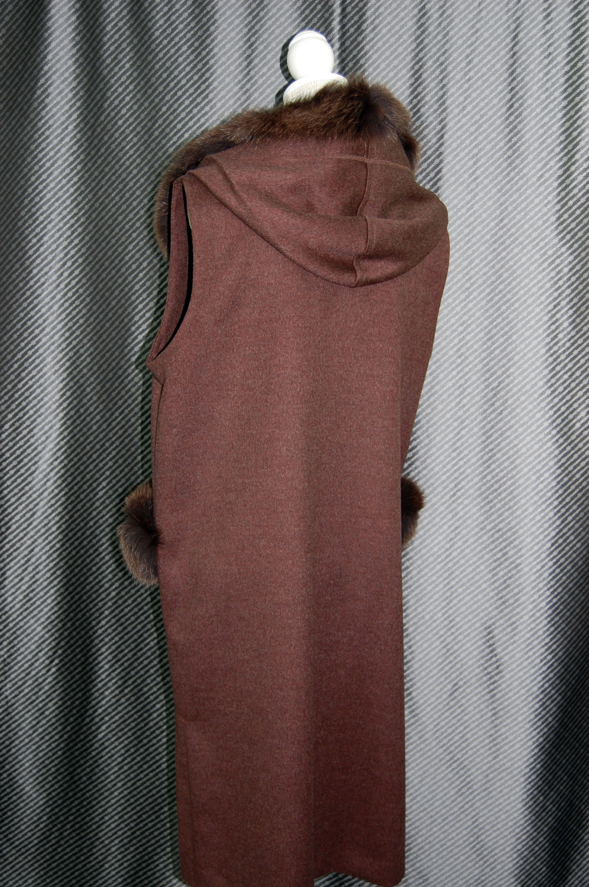 JEAN-LOUIS SCHERRER　カシミヤ混ウール　ロングジレ　Foxトリムの画像