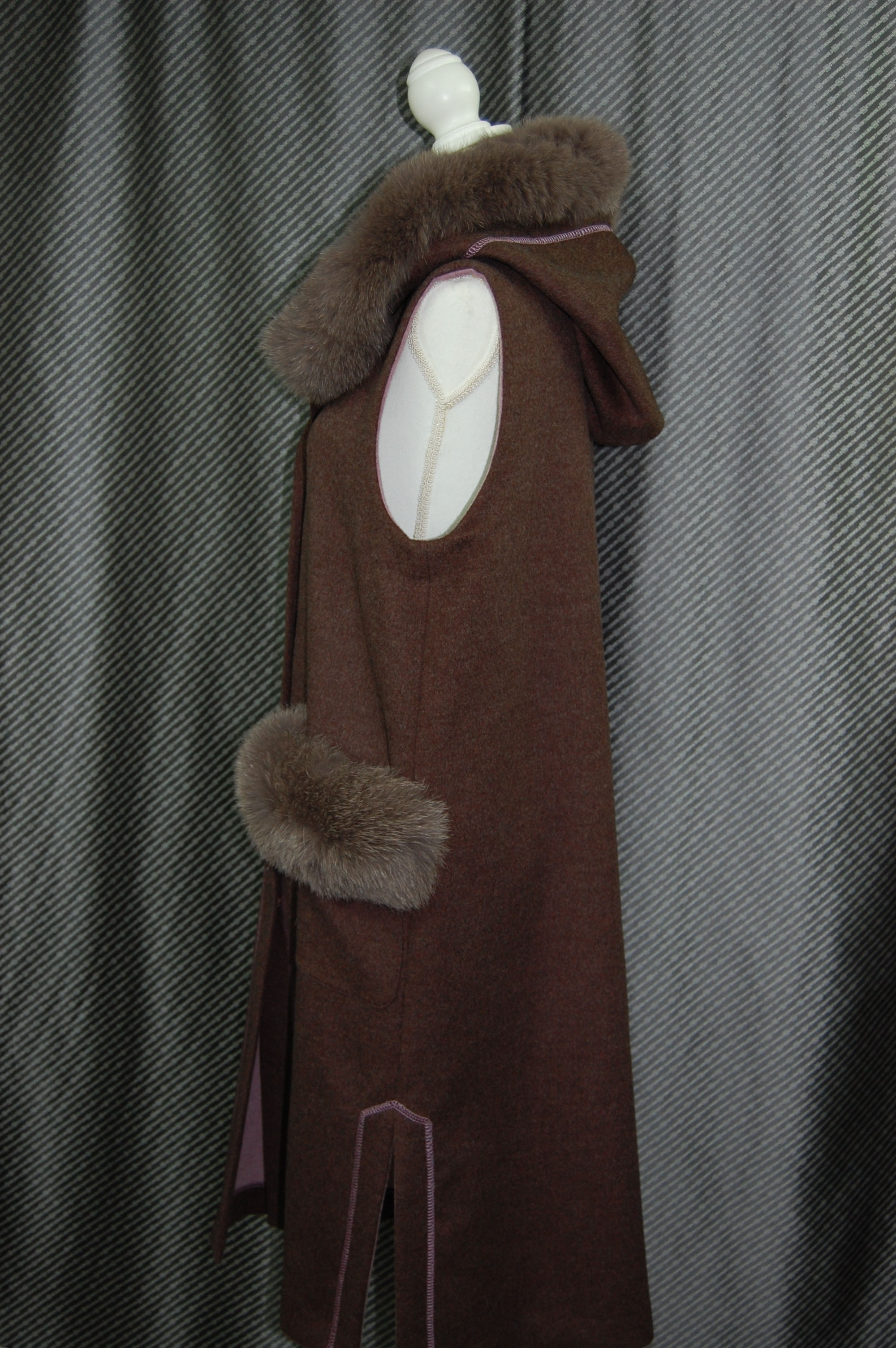 JEAN-LOUIS SCHERRER　カシミヤ混ウール　ロングジレ　Foxトリムの画像