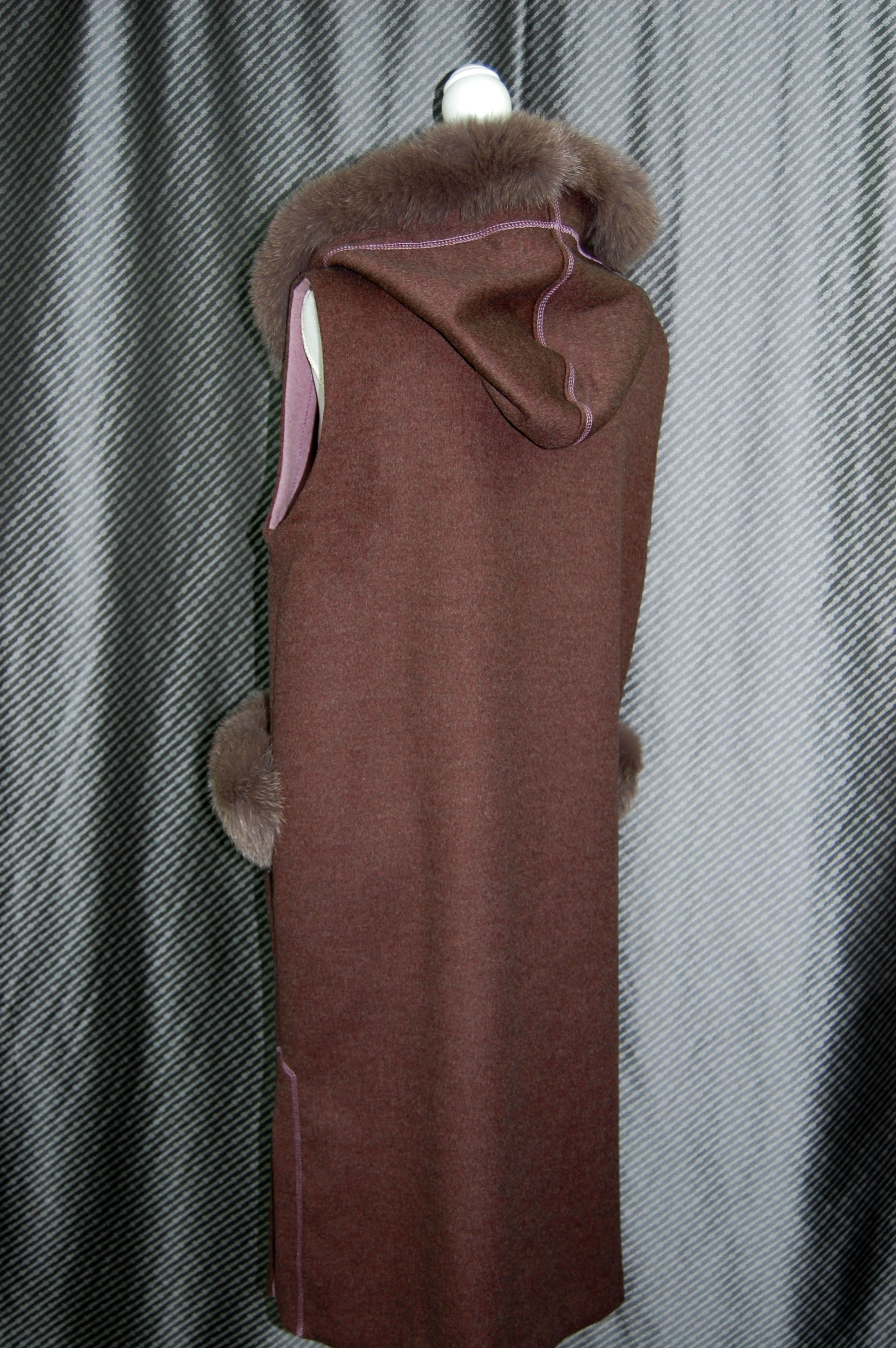 JEAN-LOUIS SCHERRER　カシミヤ混ウール　ロングジレ　Foxトリムの画像