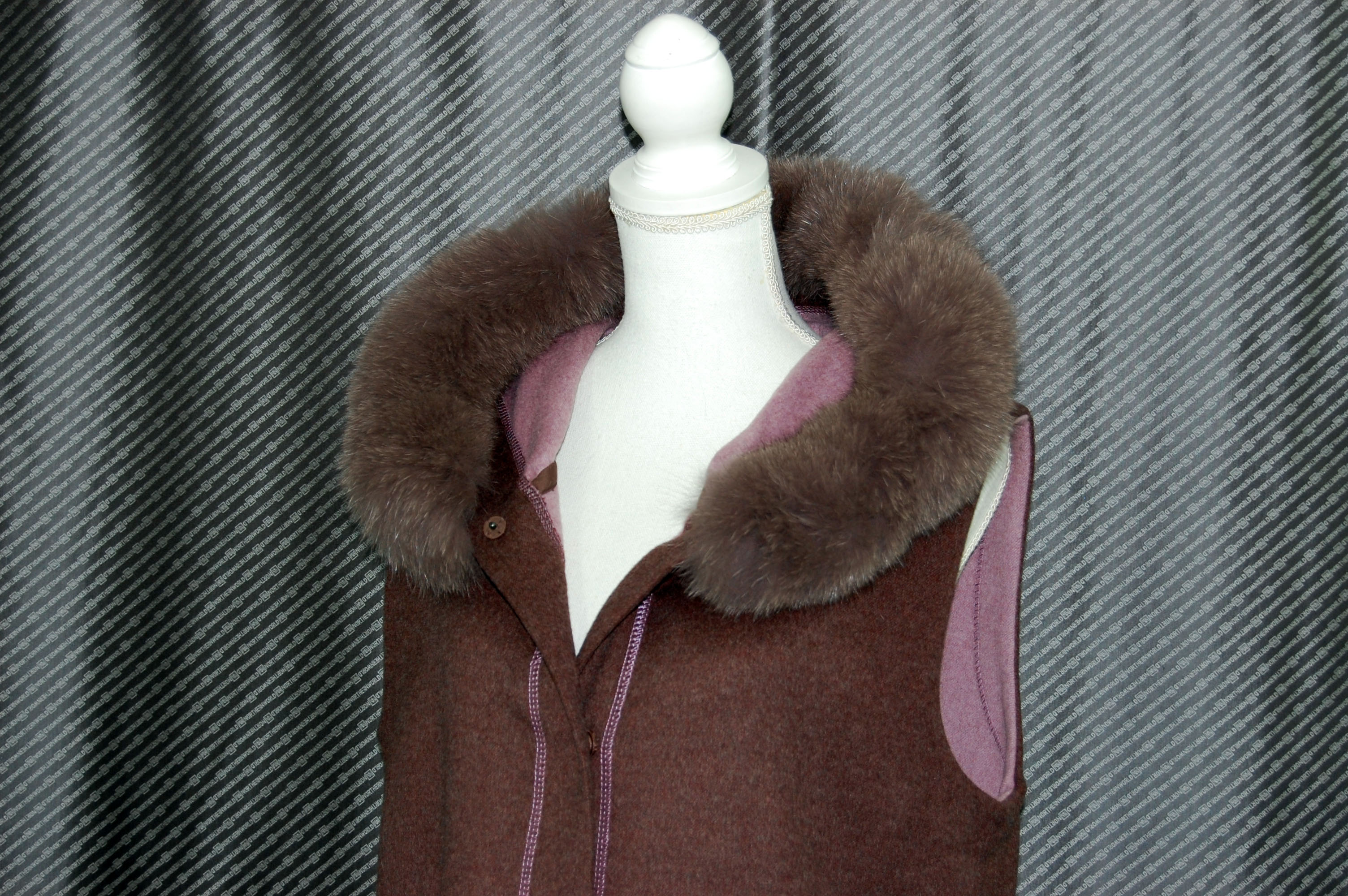 JEAN-LOUIS SCHERRER　カシミヤ混ウール　ロングジレ　Foxトリムの画像