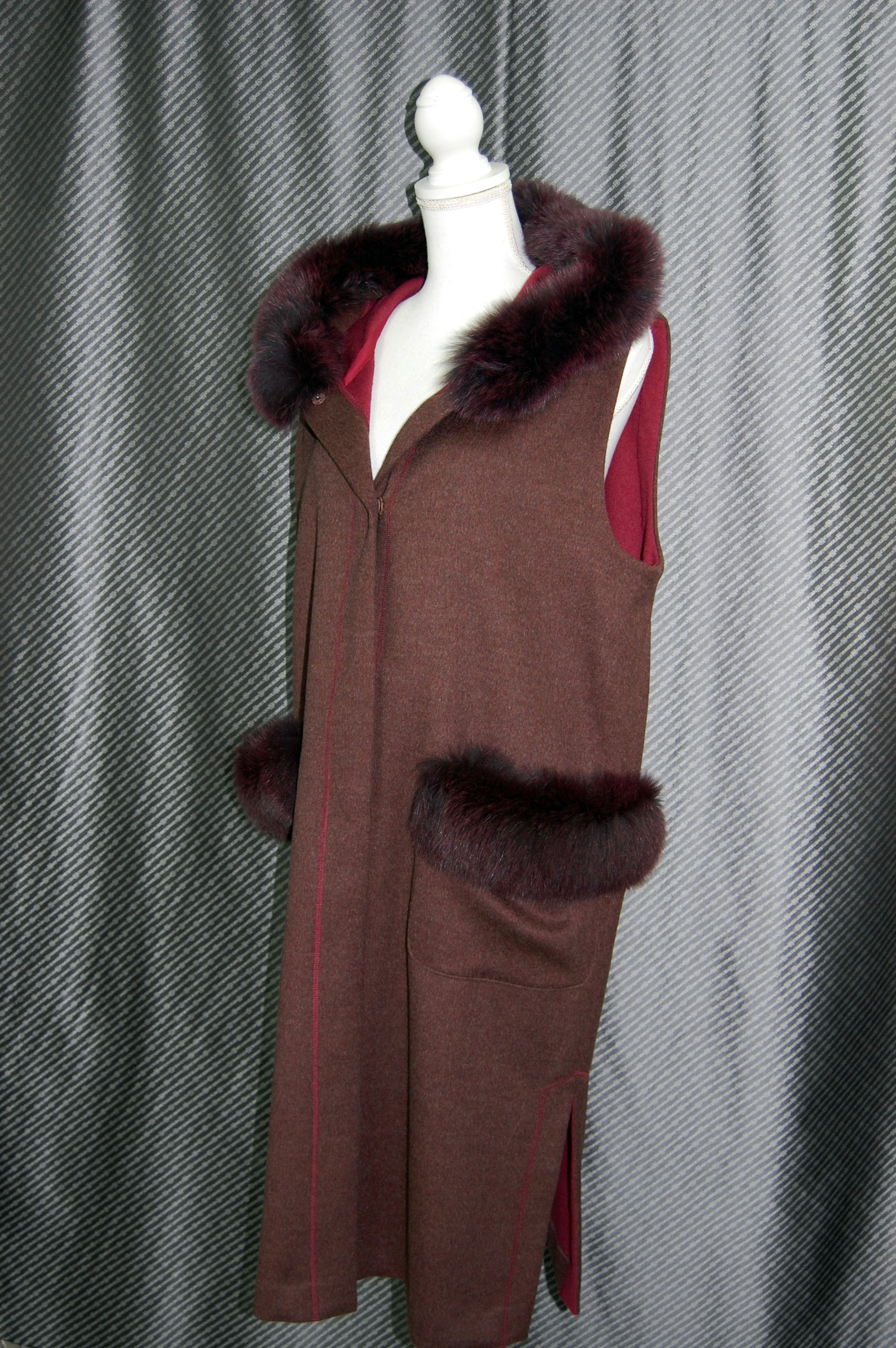 JEAN-LOUIS SCHERRER　カシミヤ混ウール　ロングジレ　Foxトリムの画像