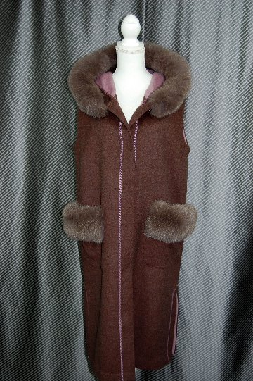 JEAN-LOUIS SCHERRER　カシミヤ混ウール　ロングジレ　Foxトリムの画像