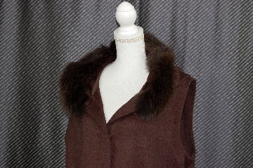 JEAN-LOUIS SCHERRER　カシミヤ混ウール　ロングジレ　Foxトリムの画像