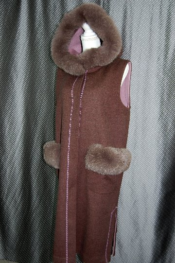 JEAN-LOUIS SCHERRER　カシミヤ混ウール　ロングジレ　Foxトリムの画像