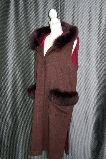 JEAN-LOUIS SCHERRER　カシミヤ混ウール　ロングジレ　Foxトリムの画像