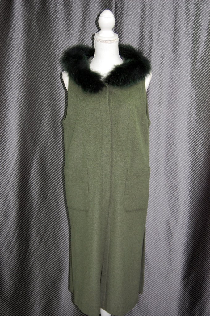 JEAN-LOUIS SCHERRER　カシミヤ混アンゴラウール　ロングジレ　Foxトリムの画像