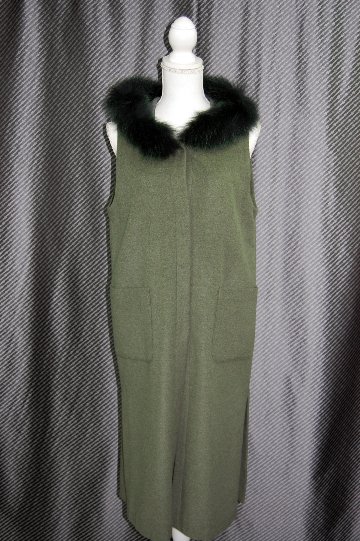 JEAN-LOUIS SCHERRER　カシミヤ混アンゴラウール　ロングジレ　Foxトリムの画像