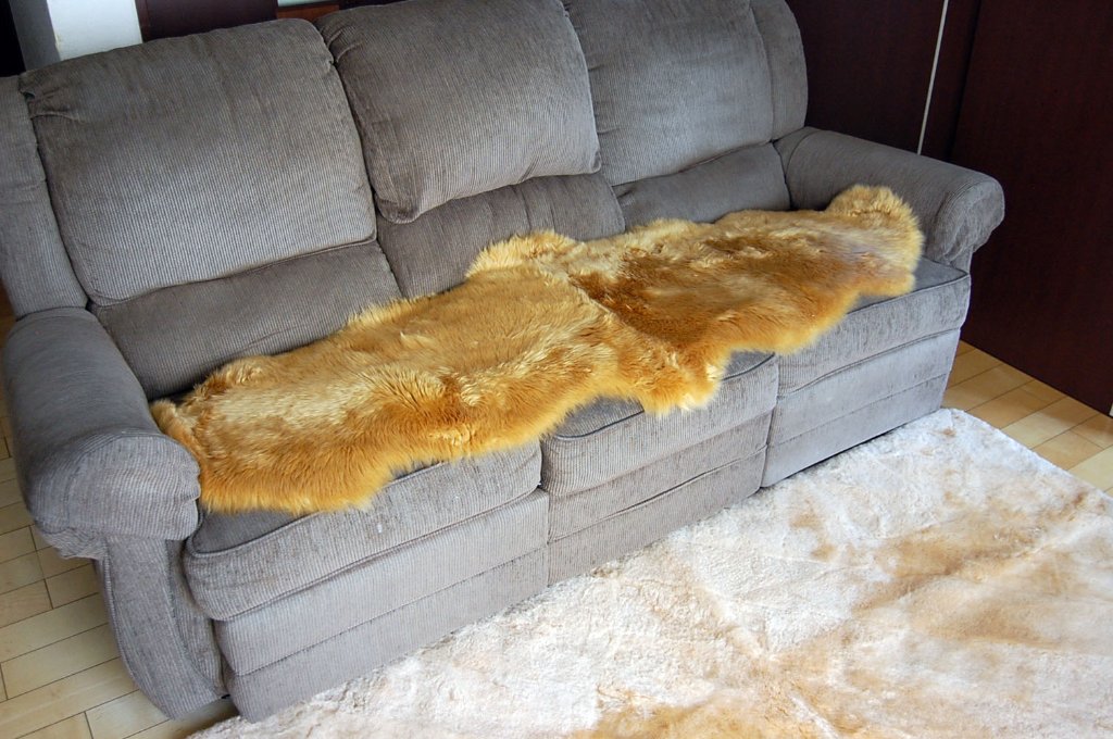 長毛ムートン　2枚物ラグ（180cm）の画像