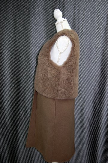 カシミヤゴート＆ウール　切り替えロングベストの画像