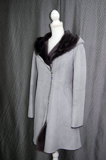 ムートン　ダブルフェイスフーディーコートの画像