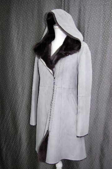 ムートン　ダブルフェイスフーディーコートの画像