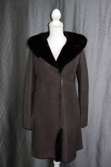 ムートン　ダブルフェイスフーディーコートの画像