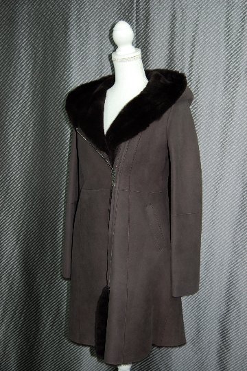 ムートン　ダブルフェイスフーディーコートの画像