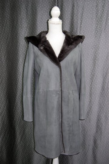 ムートン　ダブルフェイスフーディーコートの画像