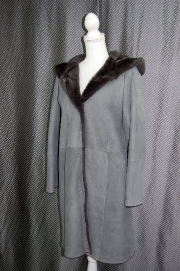 ムートン　ダブルフェイスフーディーコートの画像