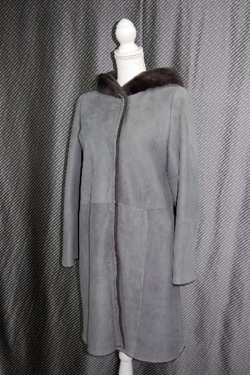 ムートン　ダブルフェイスフーディーコートの画像