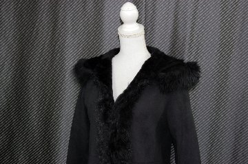 ムートン　ダブルフェイス長毛切り替えフーディーコートの画像