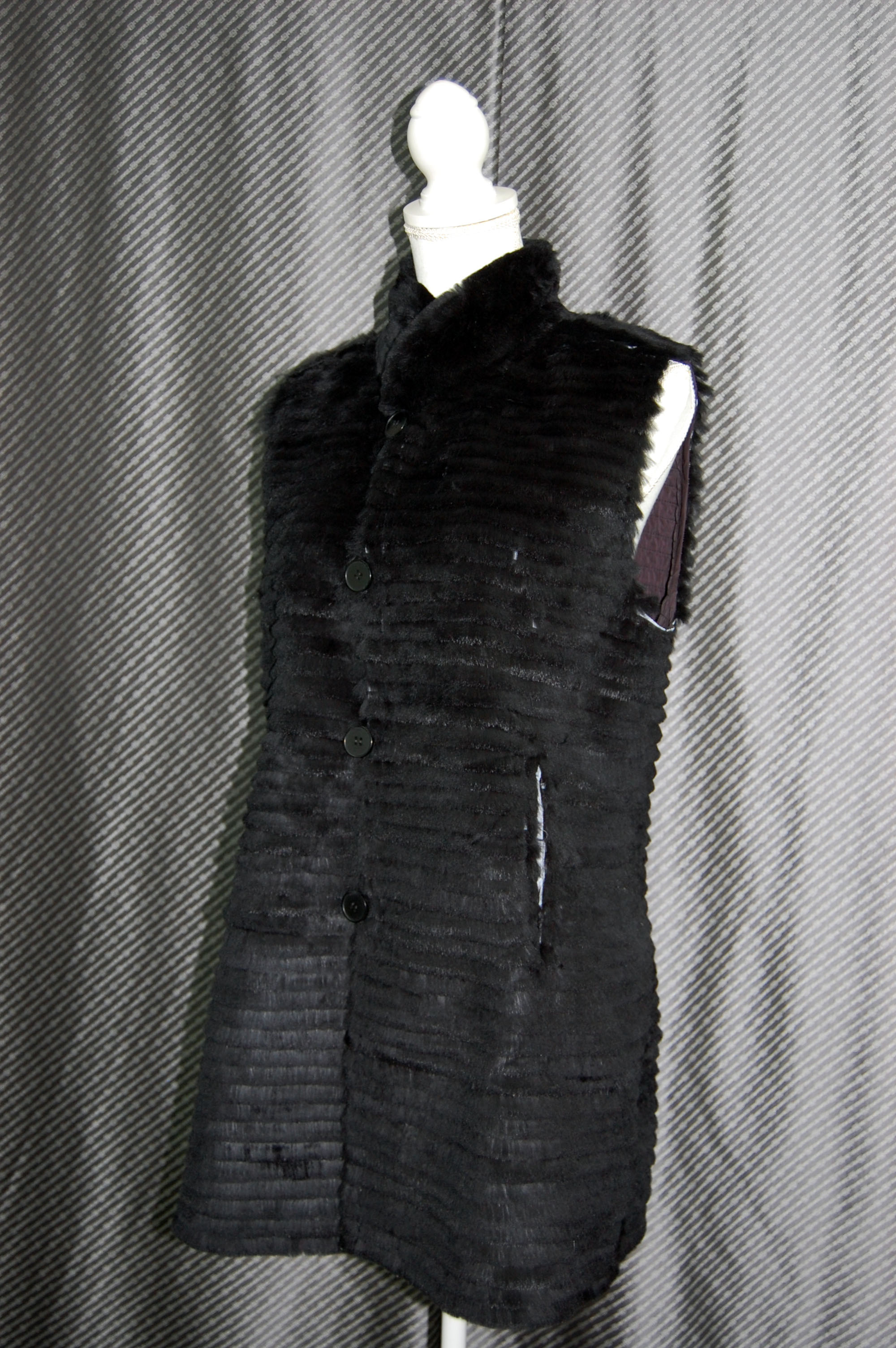 花柄プリント＆ラビットレイヤー　リバーシブルベストの画像