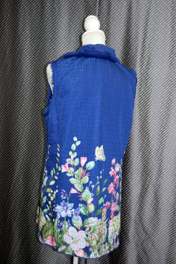 花柄プリント＆ラビットレイヤー　リバーシブルベストの画像