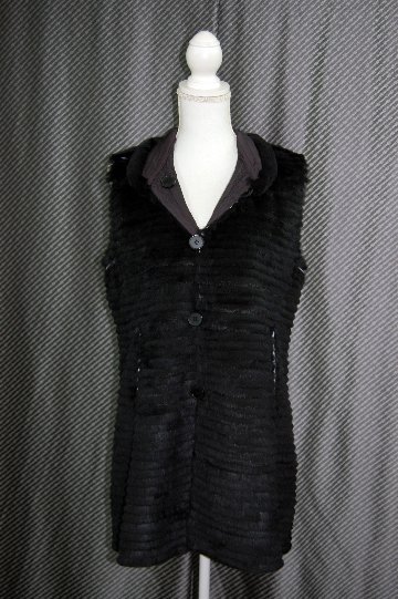 花柄プリント＆ラビットレイヤー　リバーシブルベストの画像