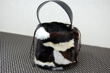ミンク　丸底巾着ミニトートバッグの画像
